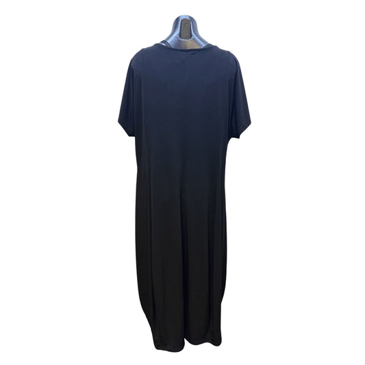 Alembika Black & Tan Floral Print Short Sleeve Maxi Dress Size 14