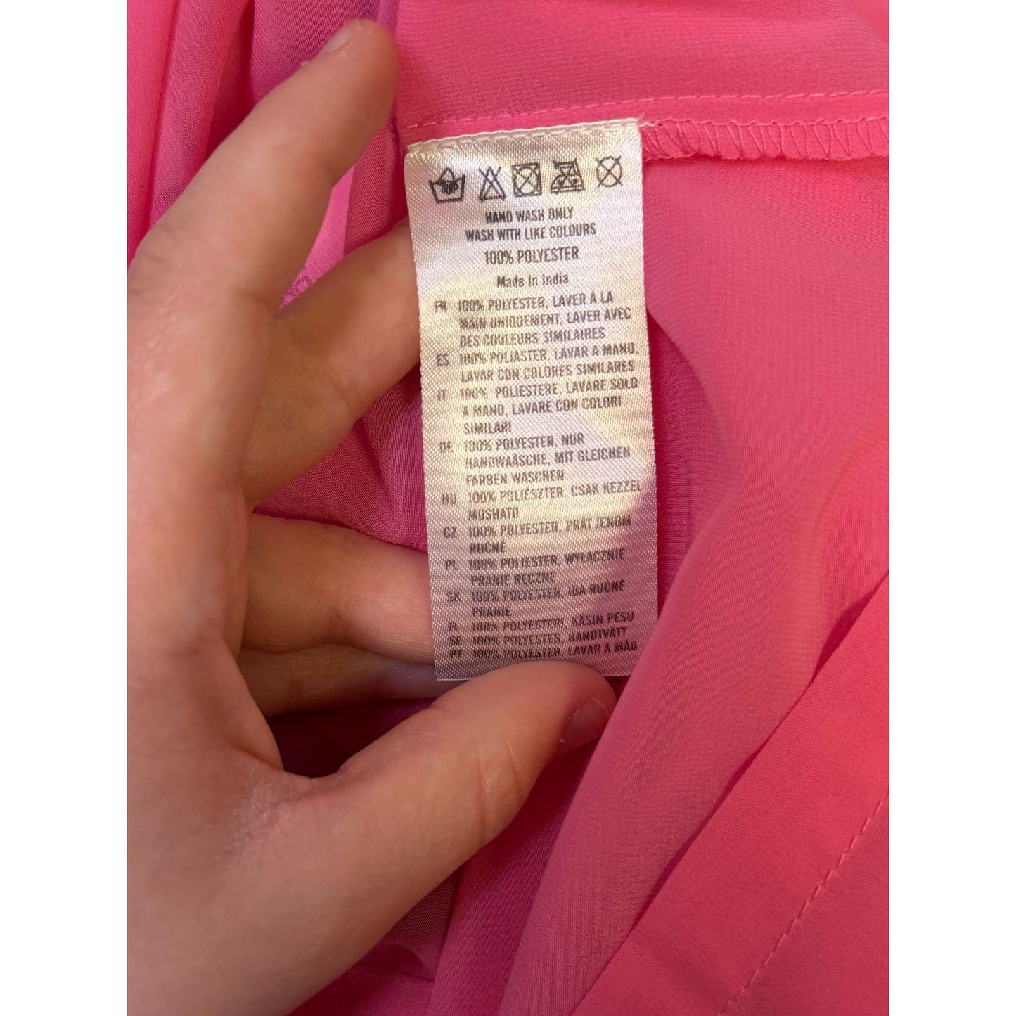 NWT Pia Rossini Sheer Belted Button-Up Pink Shirt Dress M