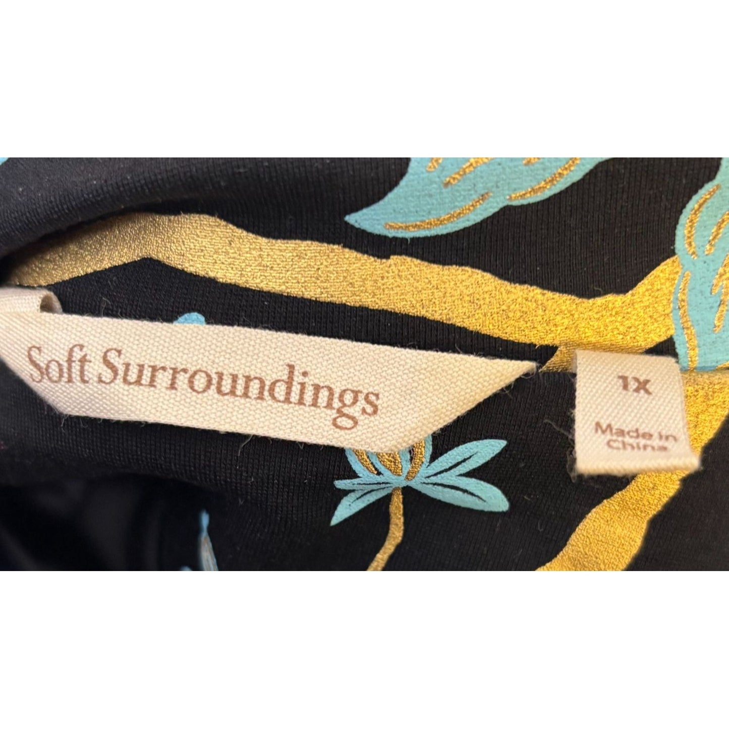 Soft Surroundings Black Floral Bird Print Long Blazer Jacket 1X