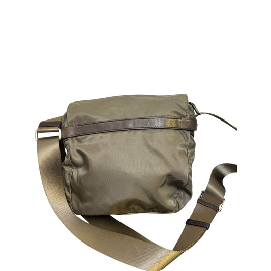 Tumi Khaki Nylon Leather Crossbody Bag