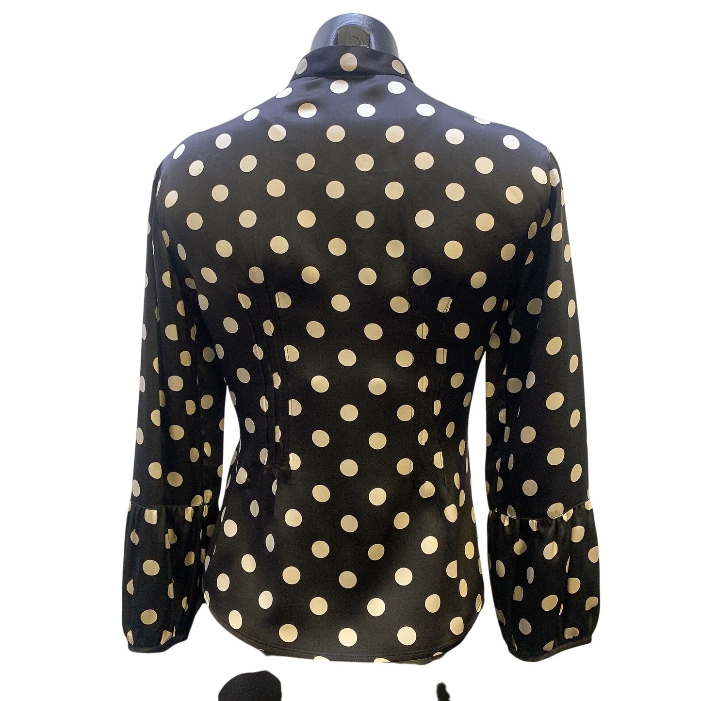 Giorgio Armani Black & White Polka Dot Silk Blouse, Size 6 (36)