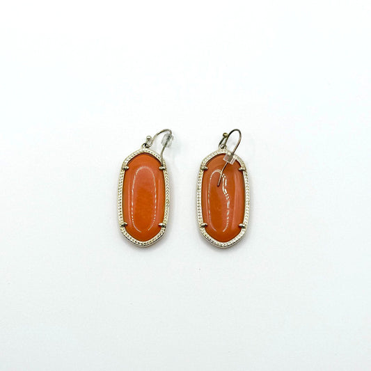 Kendra Scott Orange Iridescent Drop Earrings Gold-Tone