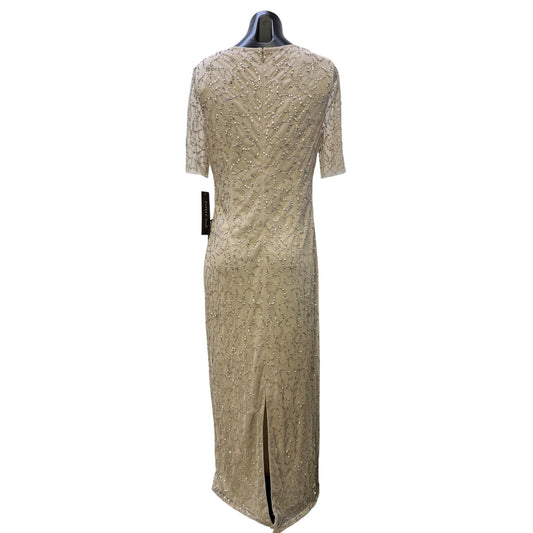 NWT Adrianna Papell Beaded Long Dress With Sleeves Cream Size 8
