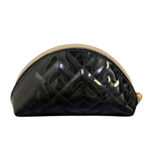 Consuela Black Quilted Patent Leather Cosmetic Bag
