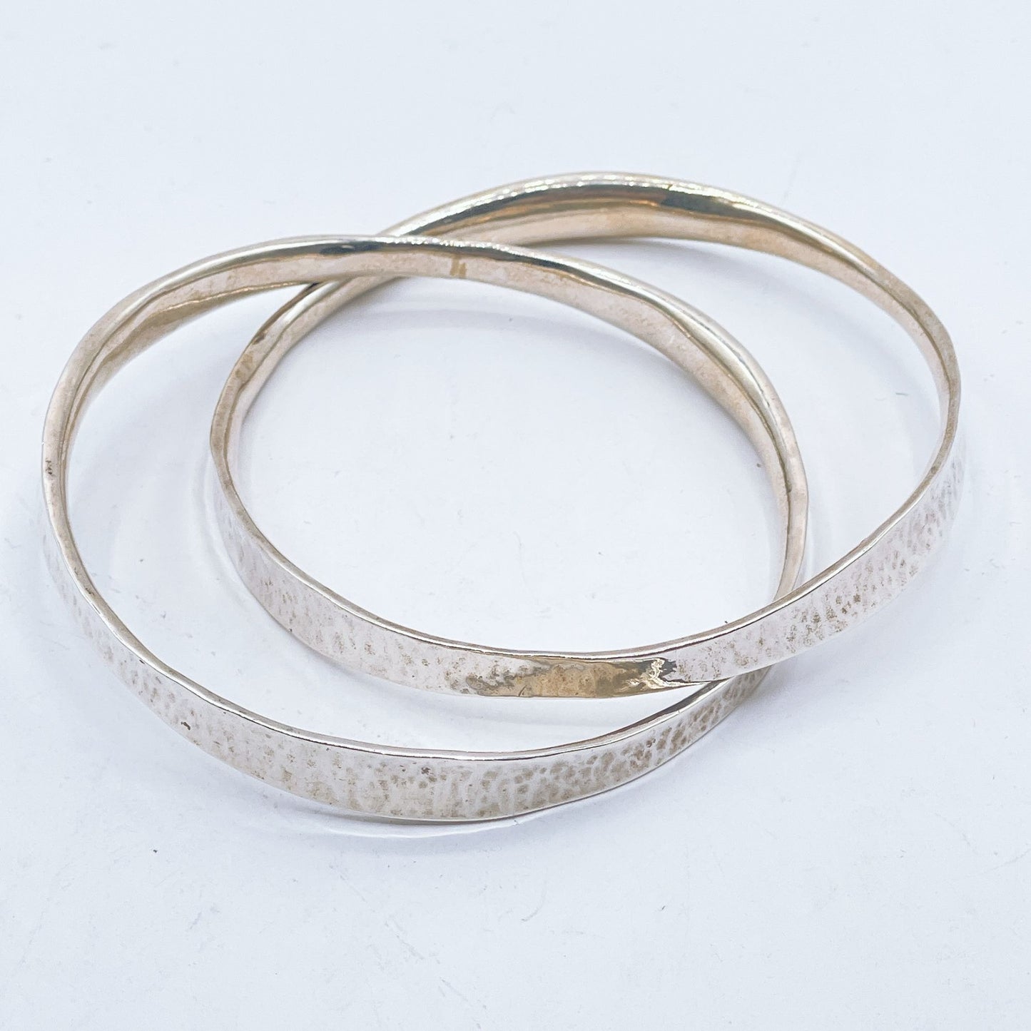 James Avery Vintage 925 Sterling Silver Linked Hammered Bangle Bracelets