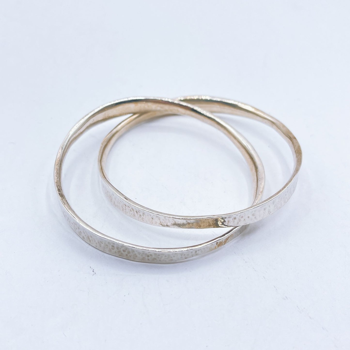 James Avery Vintage 925 Sterling Silver Linked Hammered Bangle Bracelets