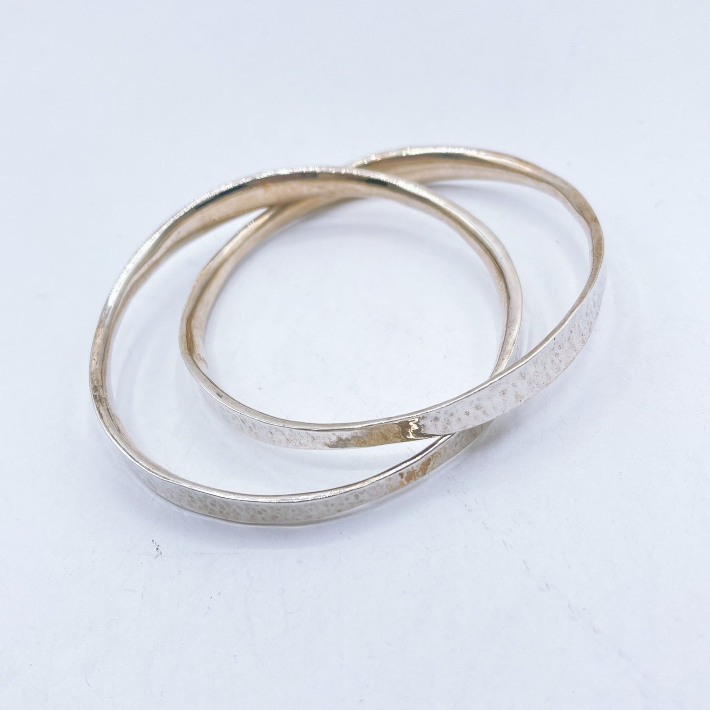 James Avery Vintage 925 Sterling Silver Linked Hammered Bangle Bracelets