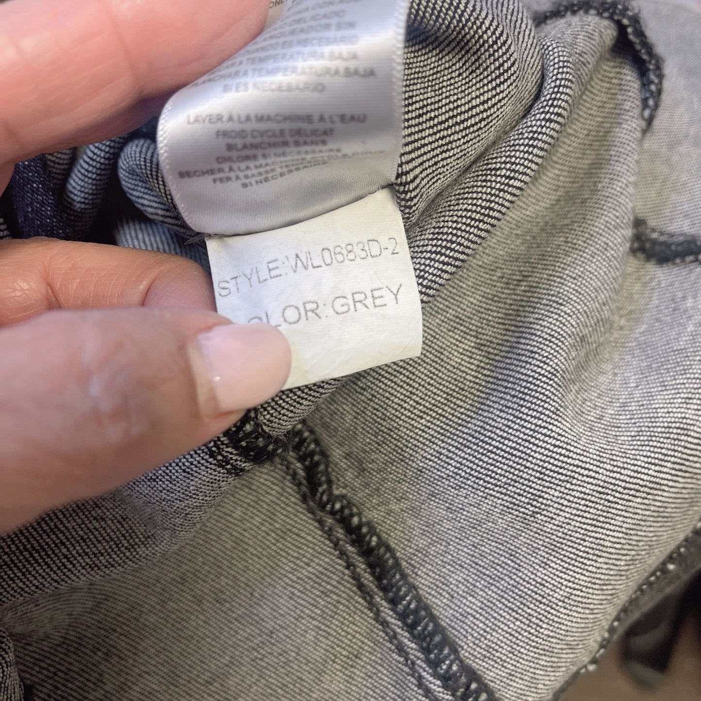 Wash Lab Dk Grey Denim Belted Button Dress Size S