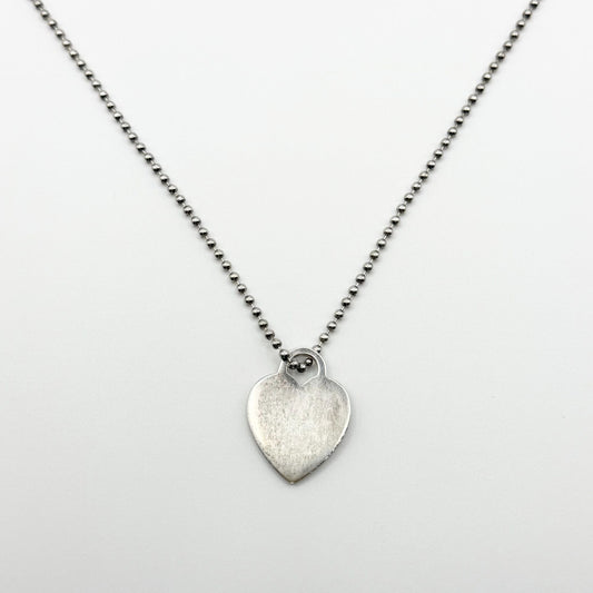 Tiffany & Co. 925 Sterling Silver Heart Tag Pendant Necklace Ball Chain