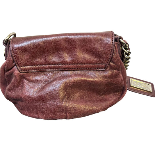Badgley Mischka Crossbody Purse Wine Leather Chain Strap S