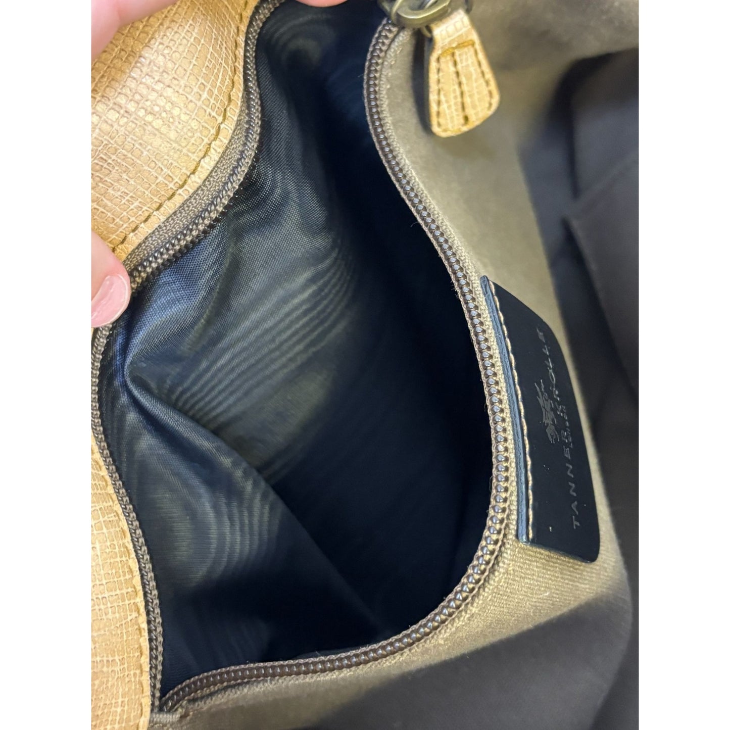 Tanner Krolle Tan Crossbody Bag With Adjustable Strap & Brass Accents