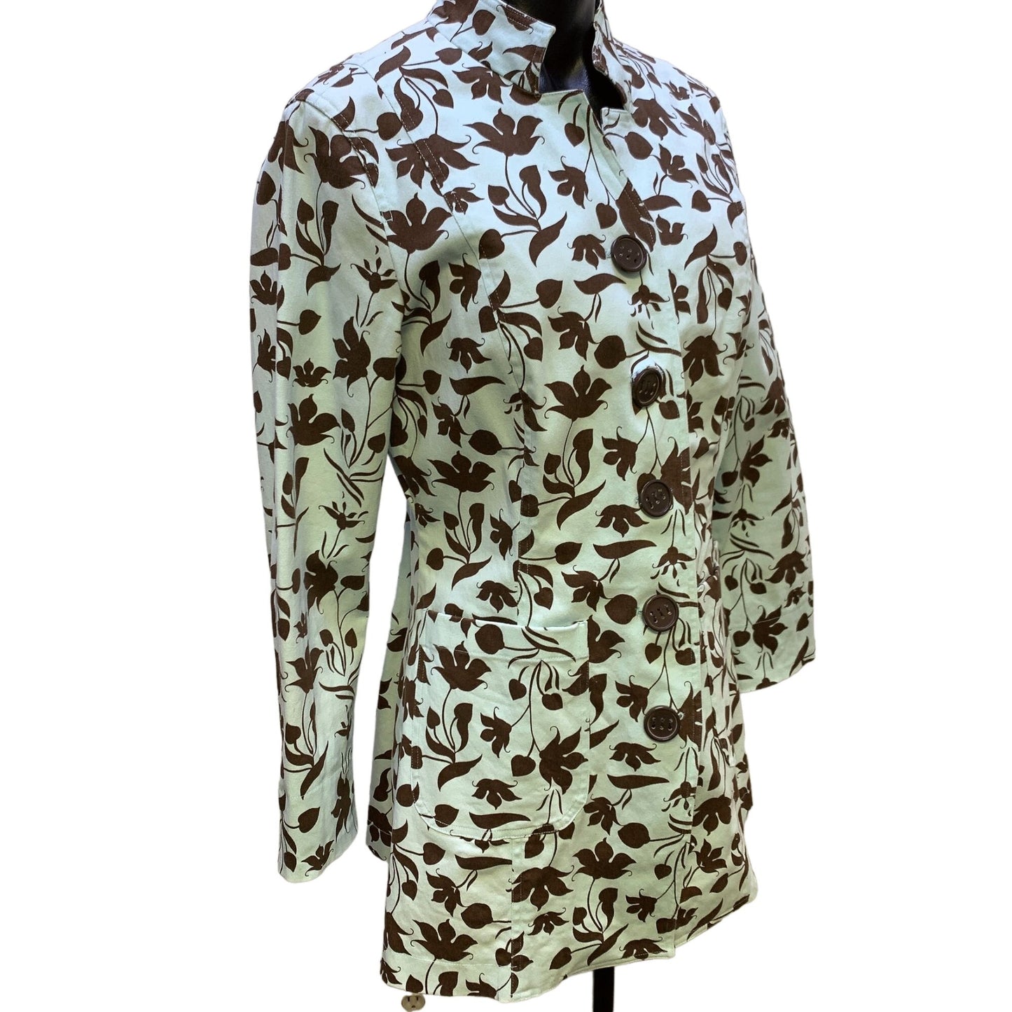 *Kial Light Blue & Brown Print Coat Size Medium