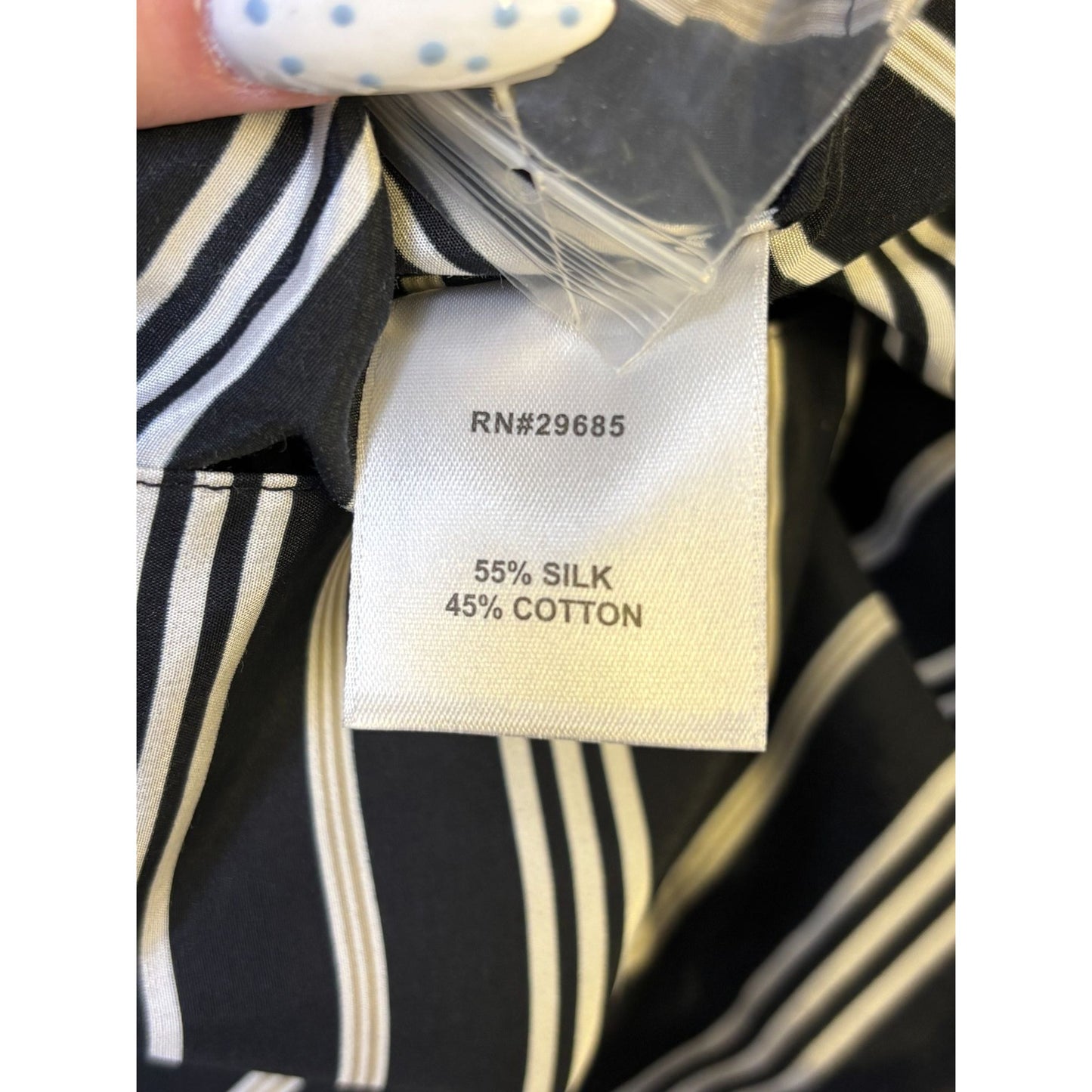 NWT Pendleton Black & White Striped Silk Blouse With Wrap Style XL