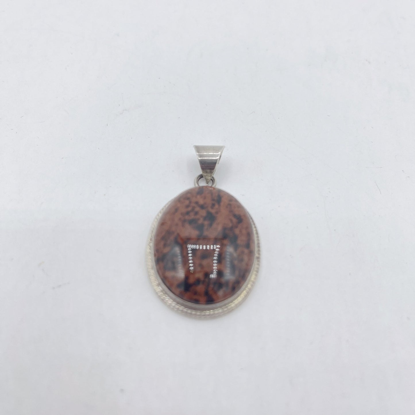 925 Silver Oval Brown & Black Stone Necklace Pendant Medium