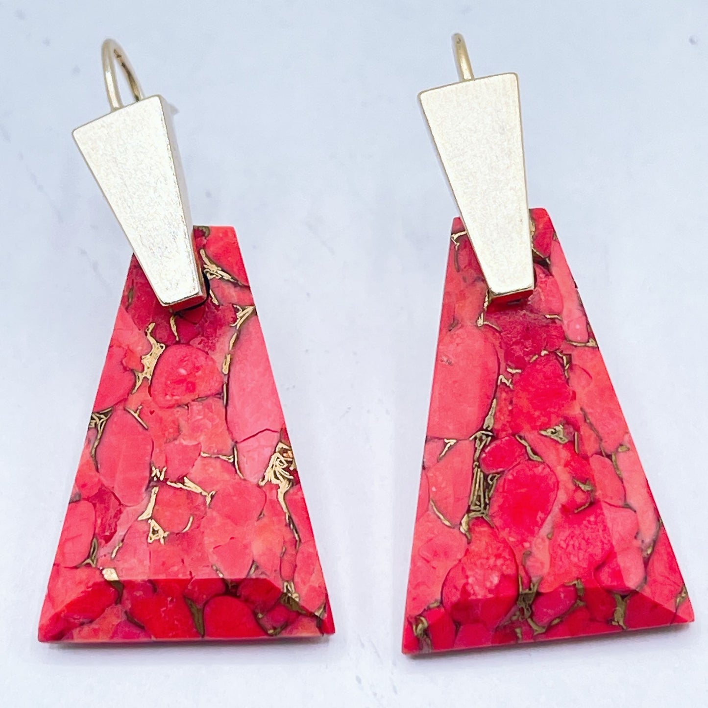 Kendra Scott Collins Bronze Veined Red Magnesite Large Dangle Post Earrings