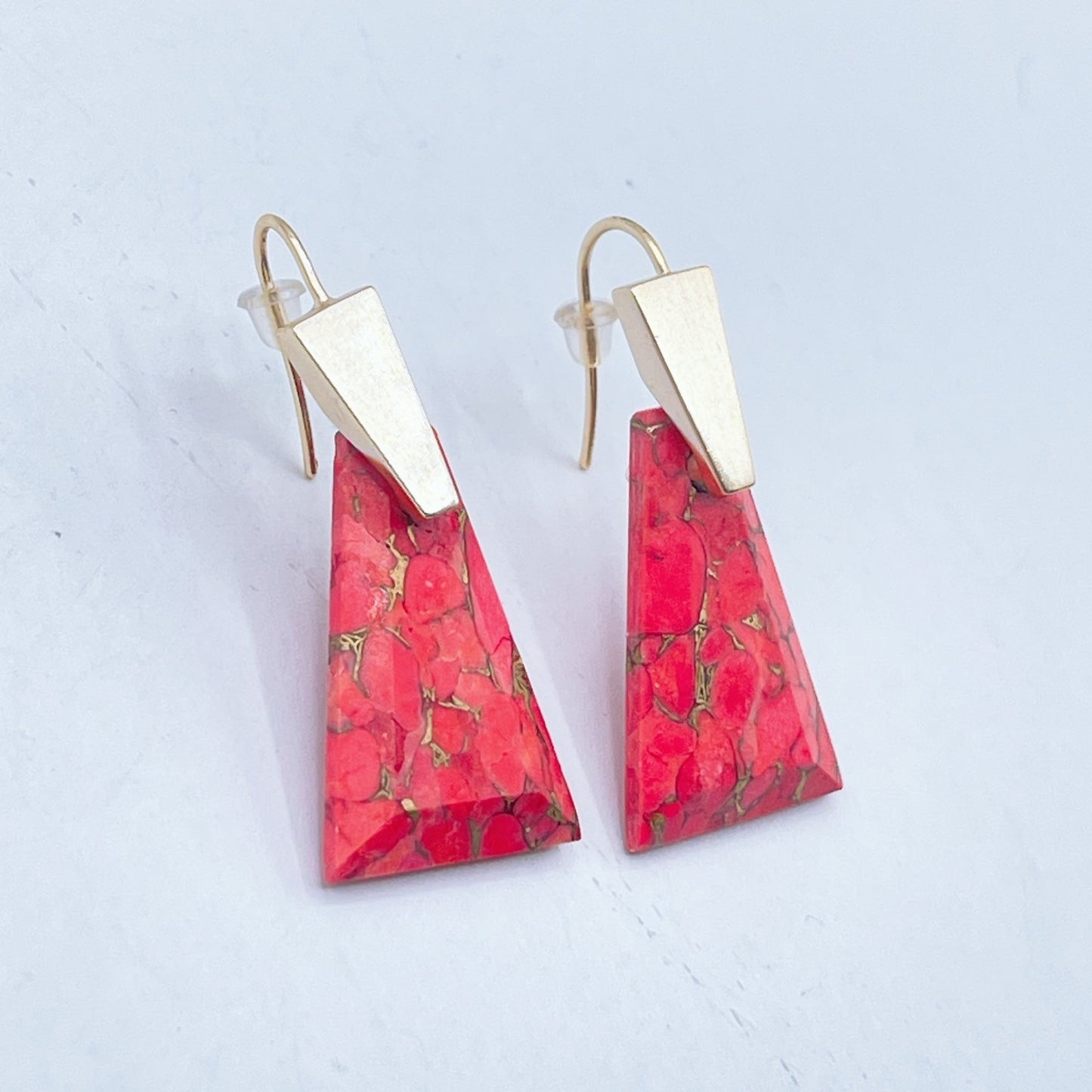 Kendra Scott Collins Bronze Veined Red Magnesite Large Dangle Post Earrings