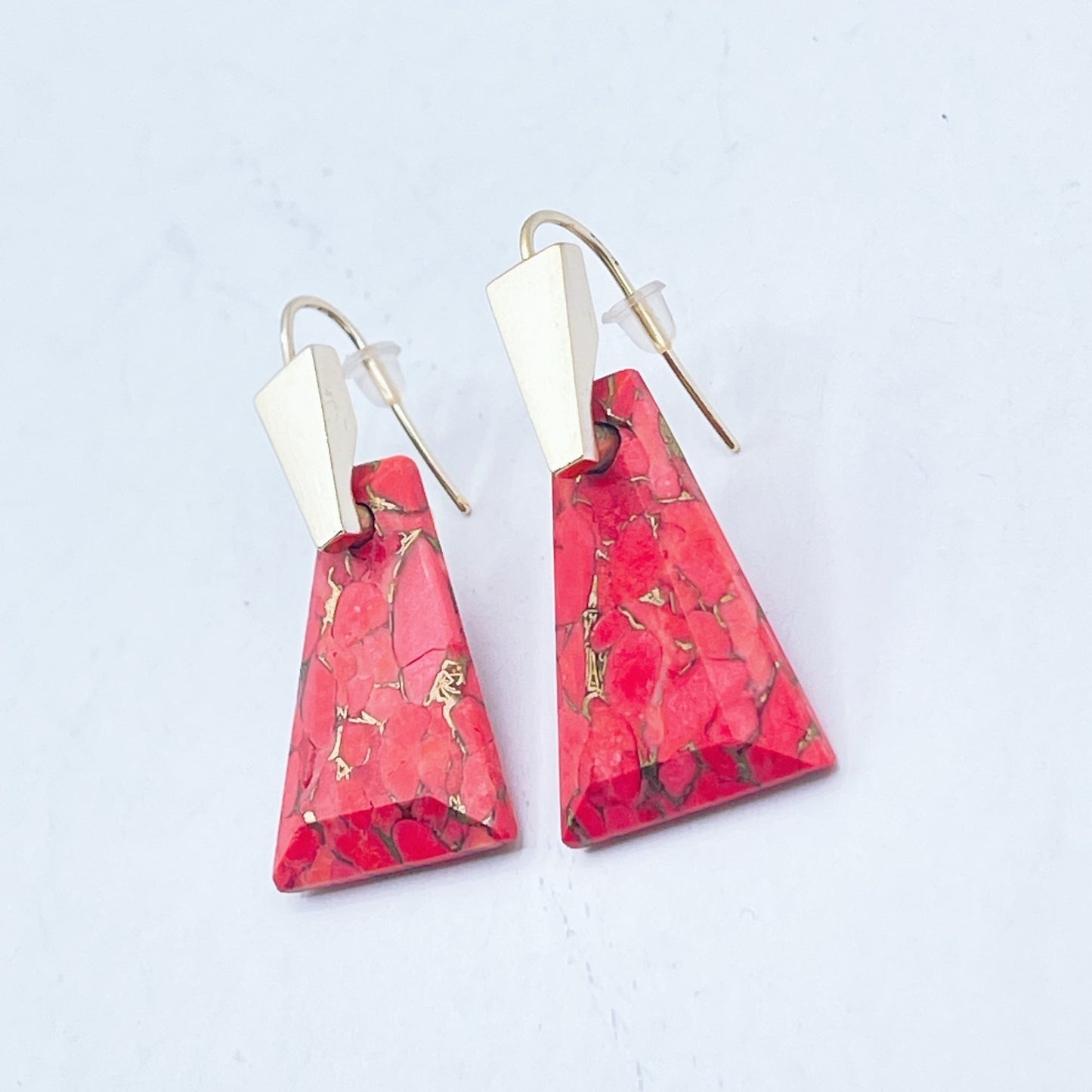 Kendra Scott Collins Bronze Veined Red Magnesite Large Dangle Post Earrings
