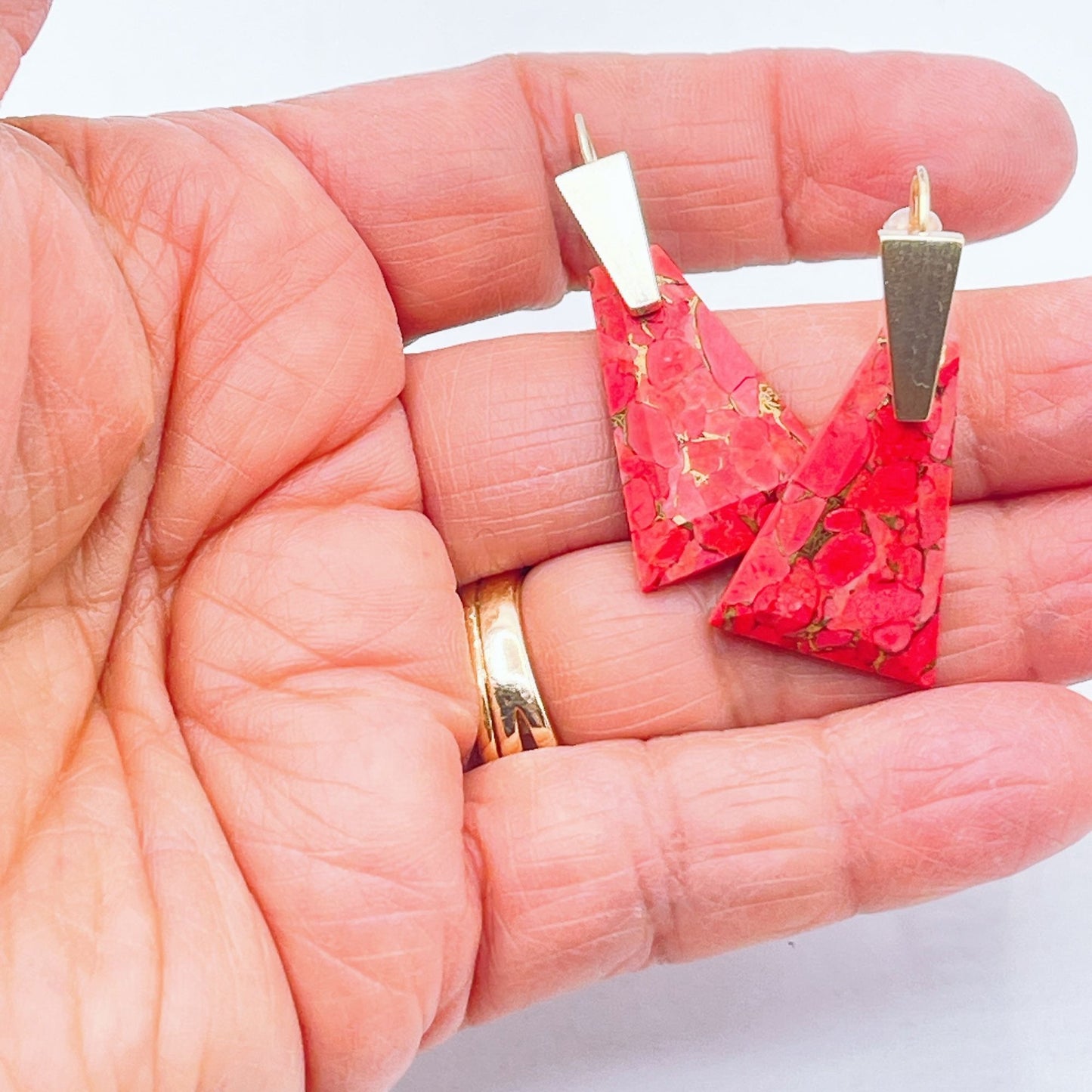 Kendra Scott Collins Bronze Veined Red Magnesite Large Dangle Post Earrings