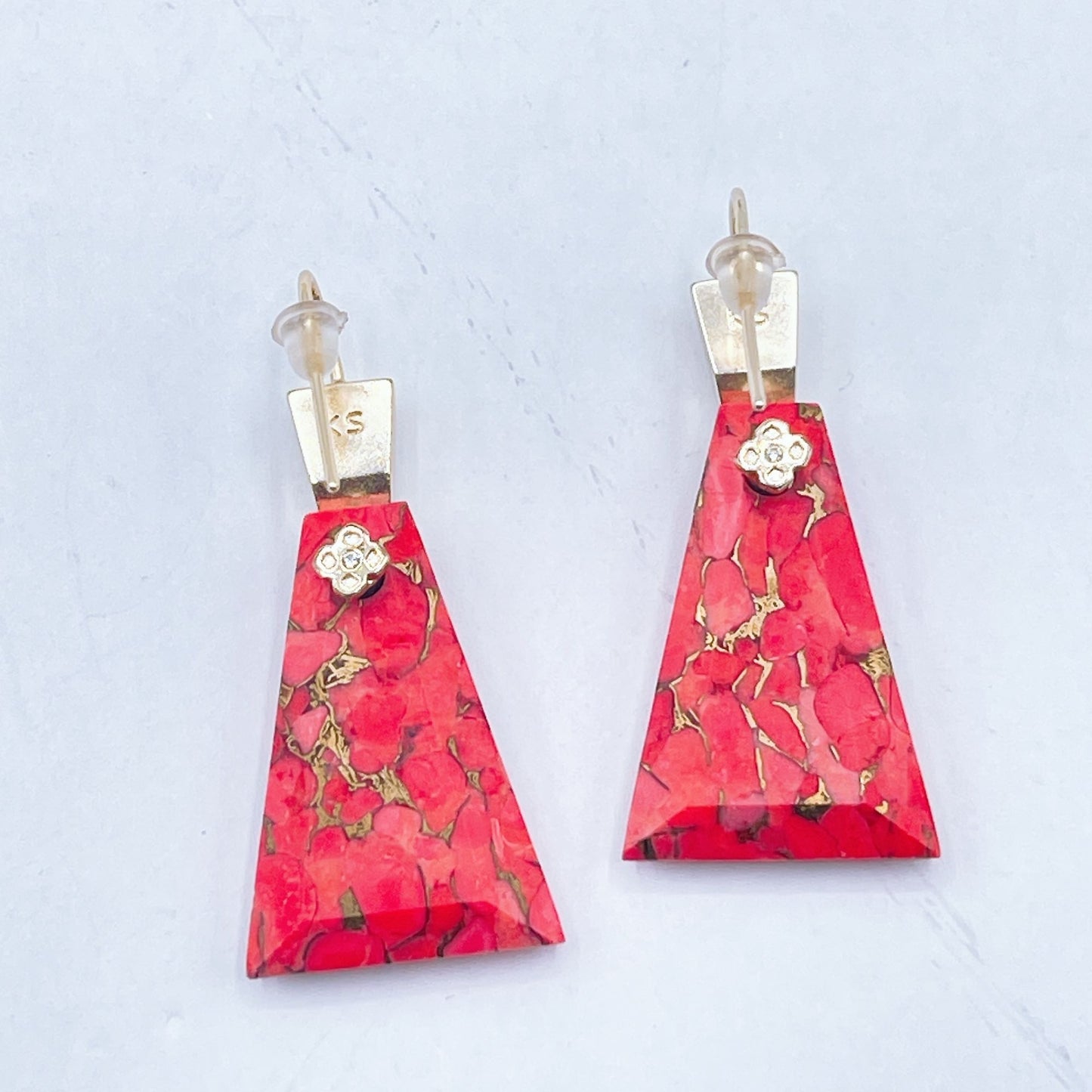 Kendra Scott Collins Bronze Veined Red Magnesite Large Dangle Post Earrings
