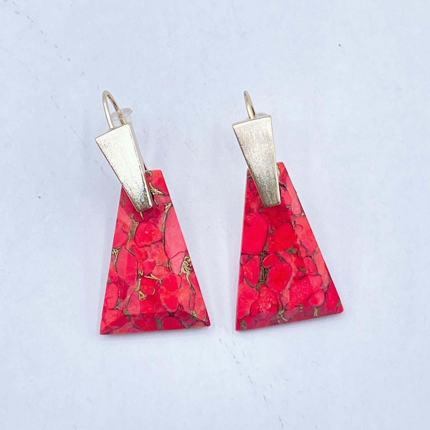Kendra Scott Collins Bronze Veined Red Magnesite Large Dangle Post Earrings