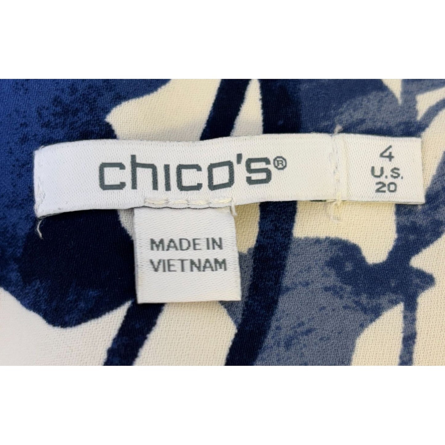 Chico's Floral Print Pullover Blouse CrmGrnNavy Size 4