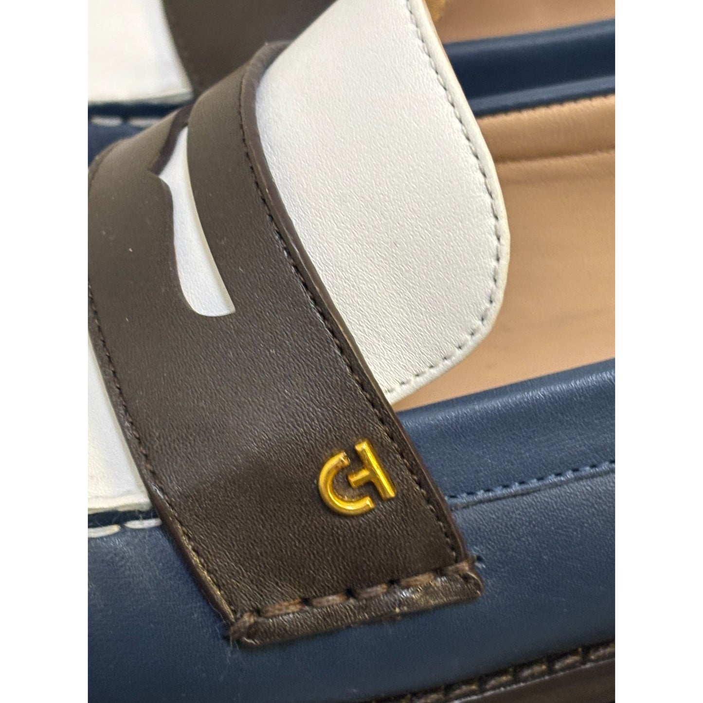 Cole Haan Loafers Navy & White Leather Size 7.5