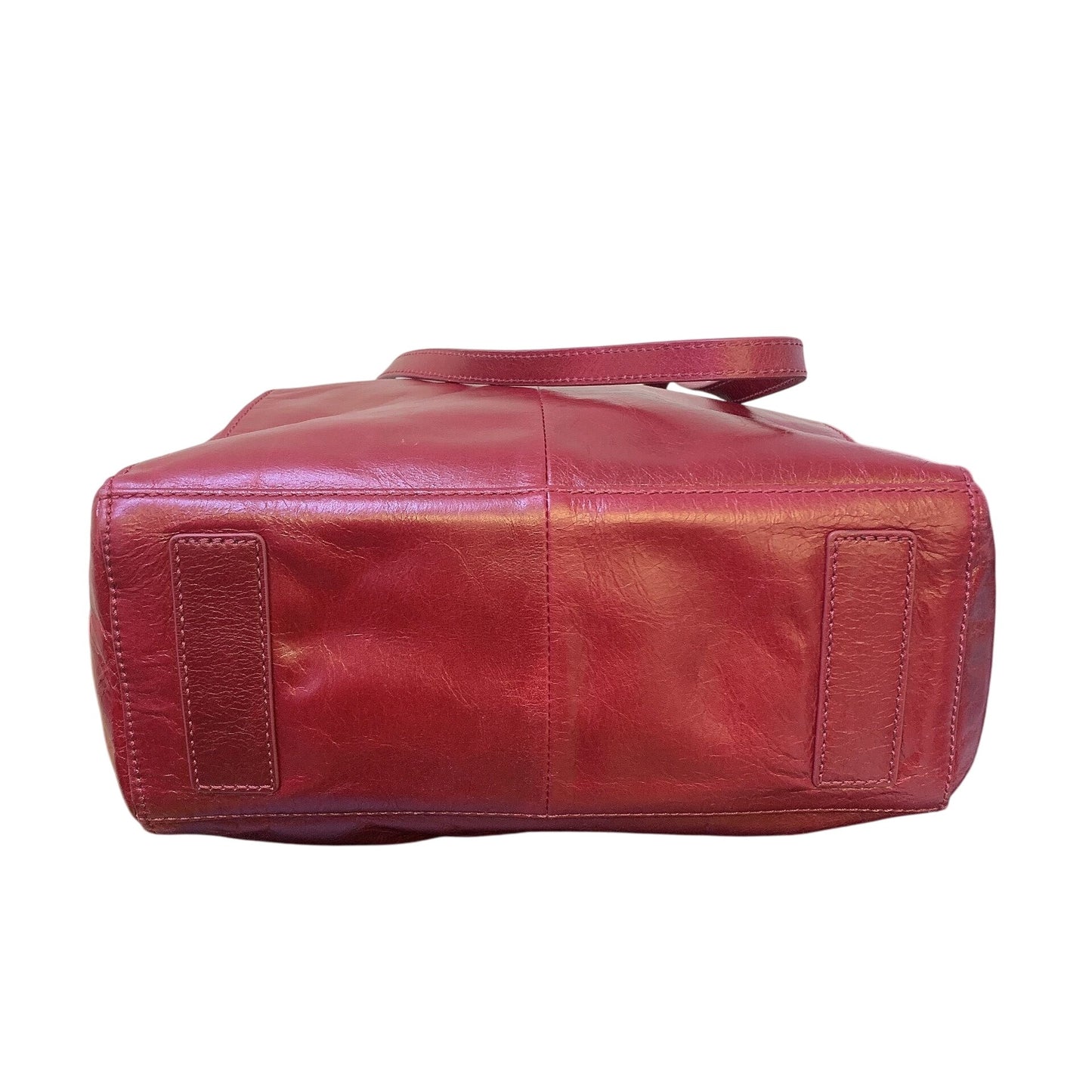 Hobo Wine Leather Shoulder Bag With Floral Interior