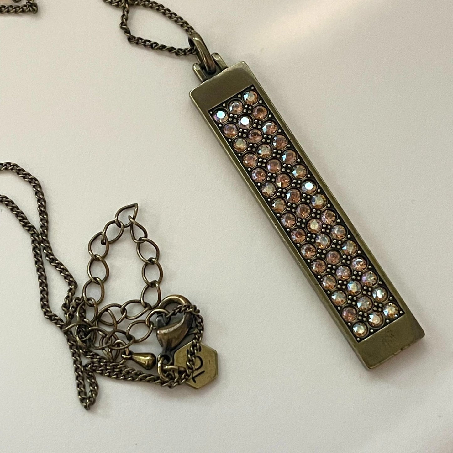 Touchstone Crystal Swarovski Rectangle Extra Long Chain Necklace