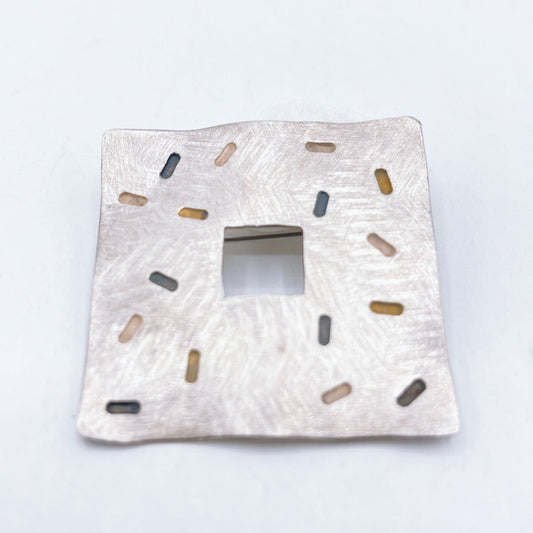 Jan Suchodolski 925 Sterling Modernist Brutalist Square Pin