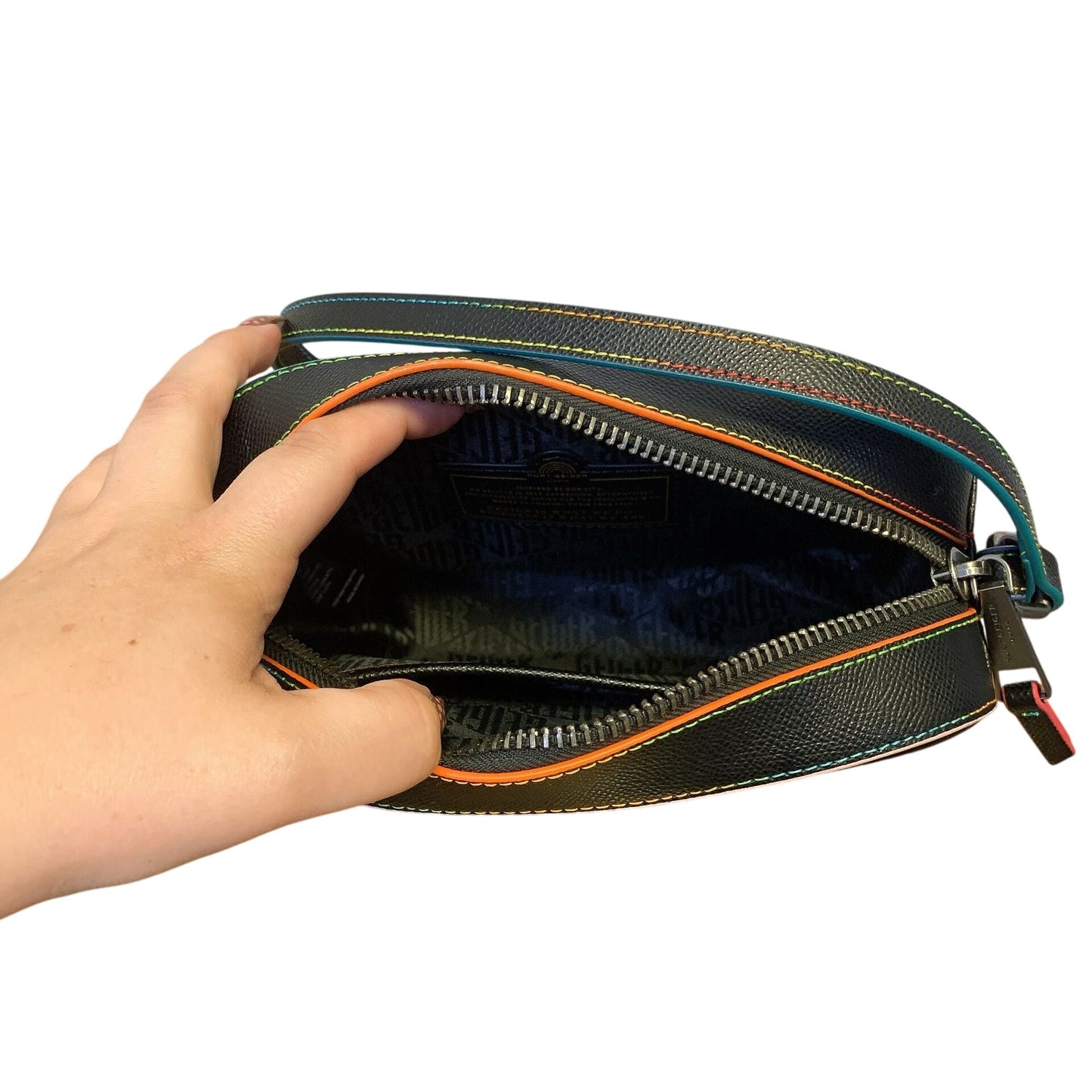 Kurt Geiger London Black Rainbow Edge Crossbody Bag With Adjustable Strap