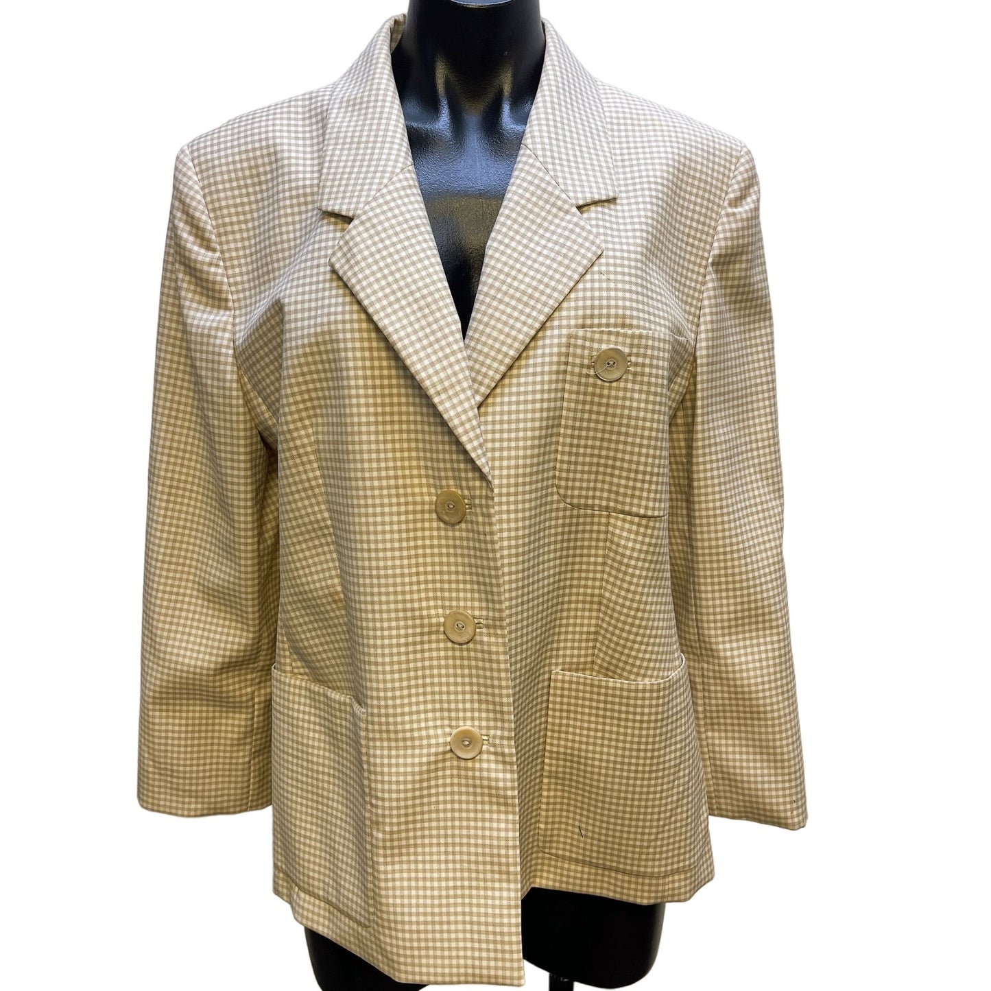 *Louis Feraud Tan & White Jacket and Skirt Size 12