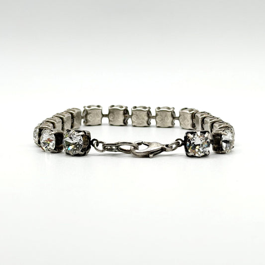 French Kande Silver-Tone Lily Bracelet With Clear Crystal Accents
