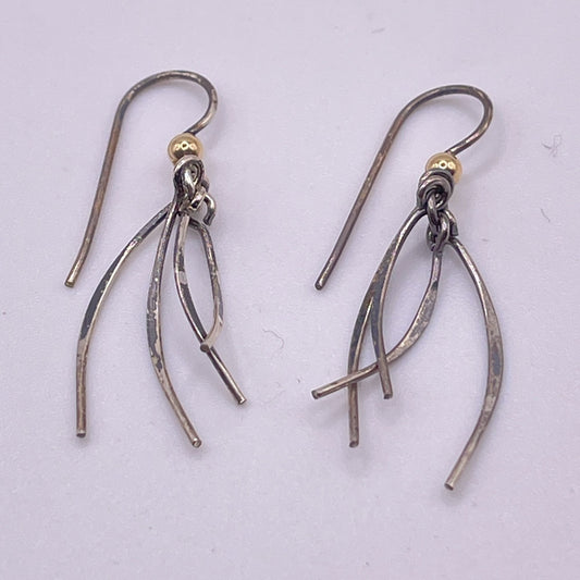 Handcrafted 14K Gold Filled Sterling Silver Dangle Earrings With Gold Bead Accent