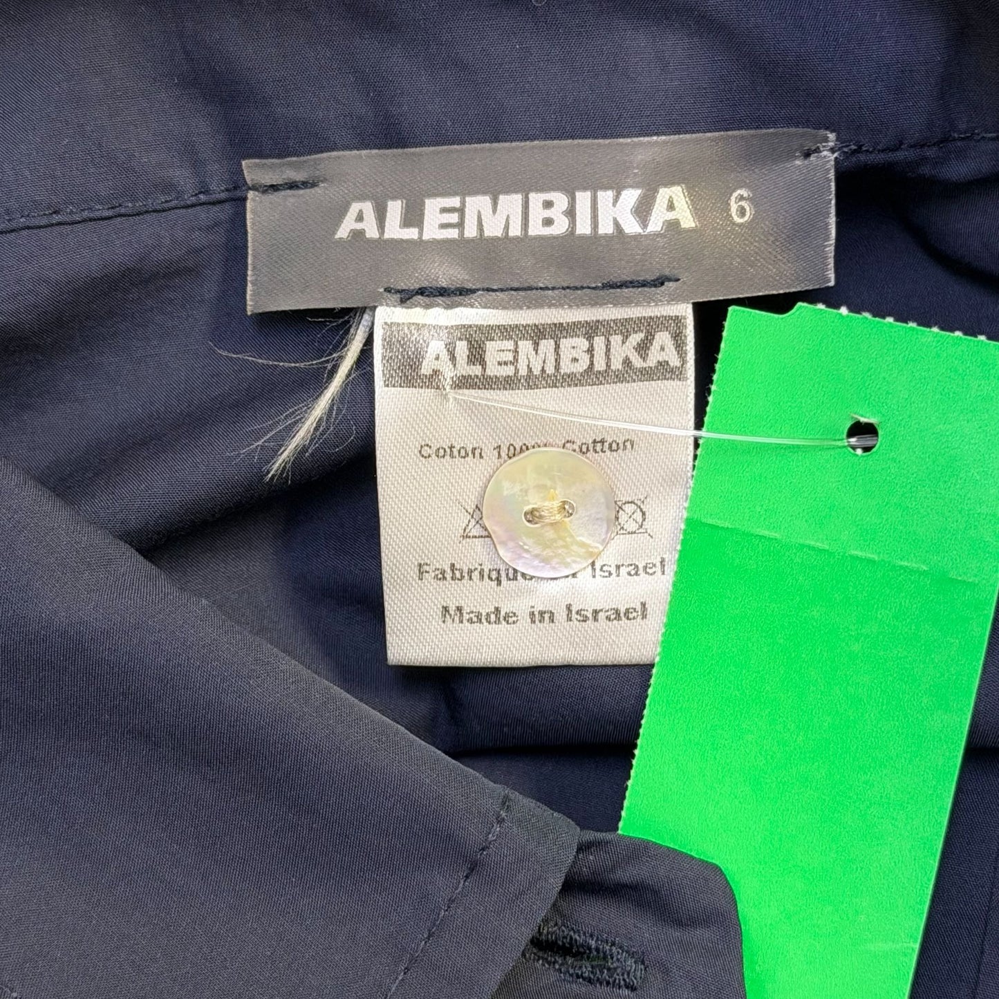 Alembika Colorblock Button-Down Blouse Navy Green Pink Size 6/16-18