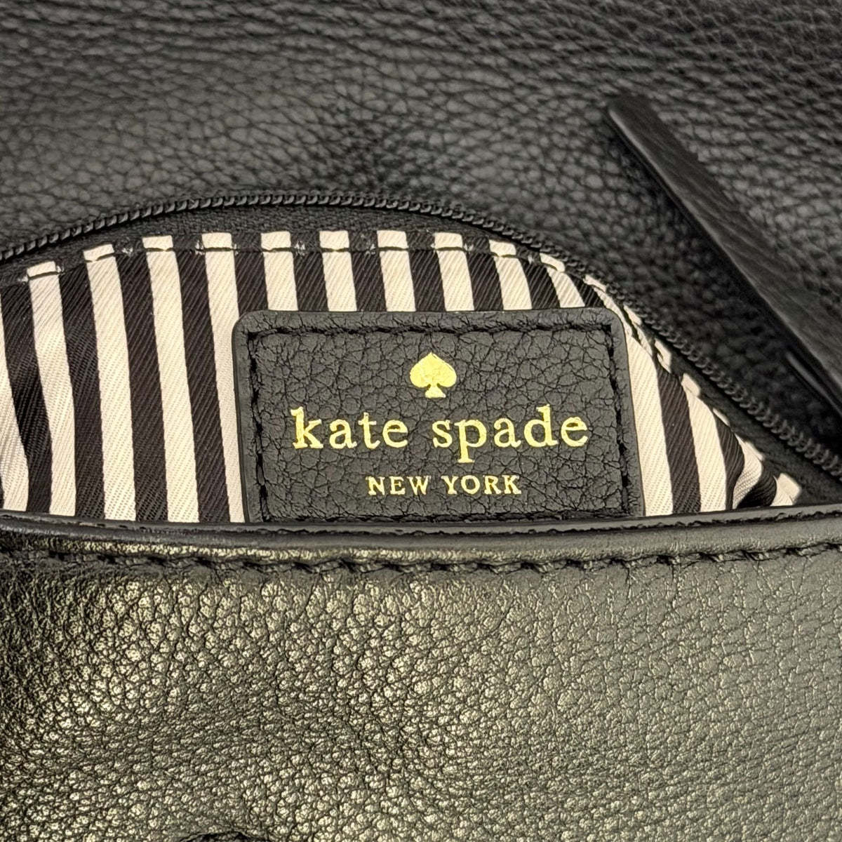 Kate Spade Black Leather Crossbody Bag With Gold Strap