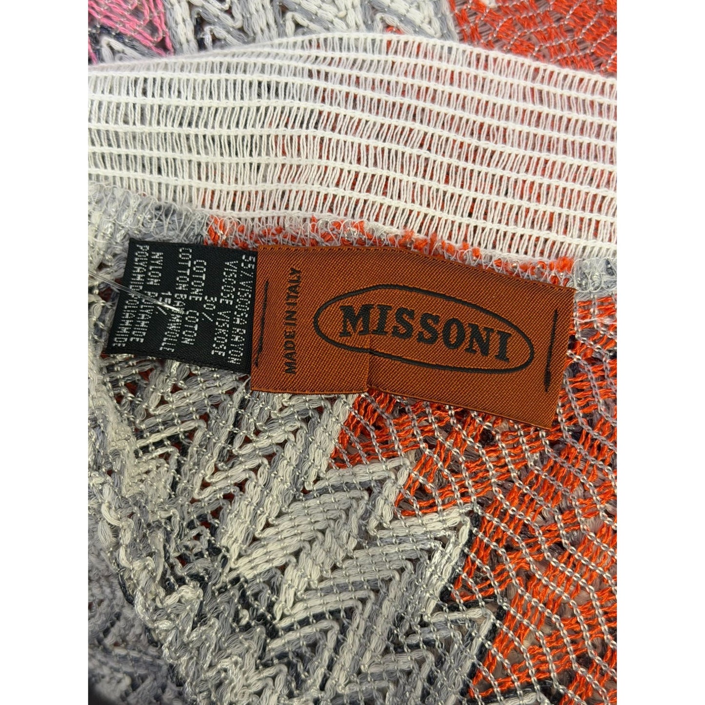 Missoni Crochet Multicolor Zigzag Poncho Italy OS