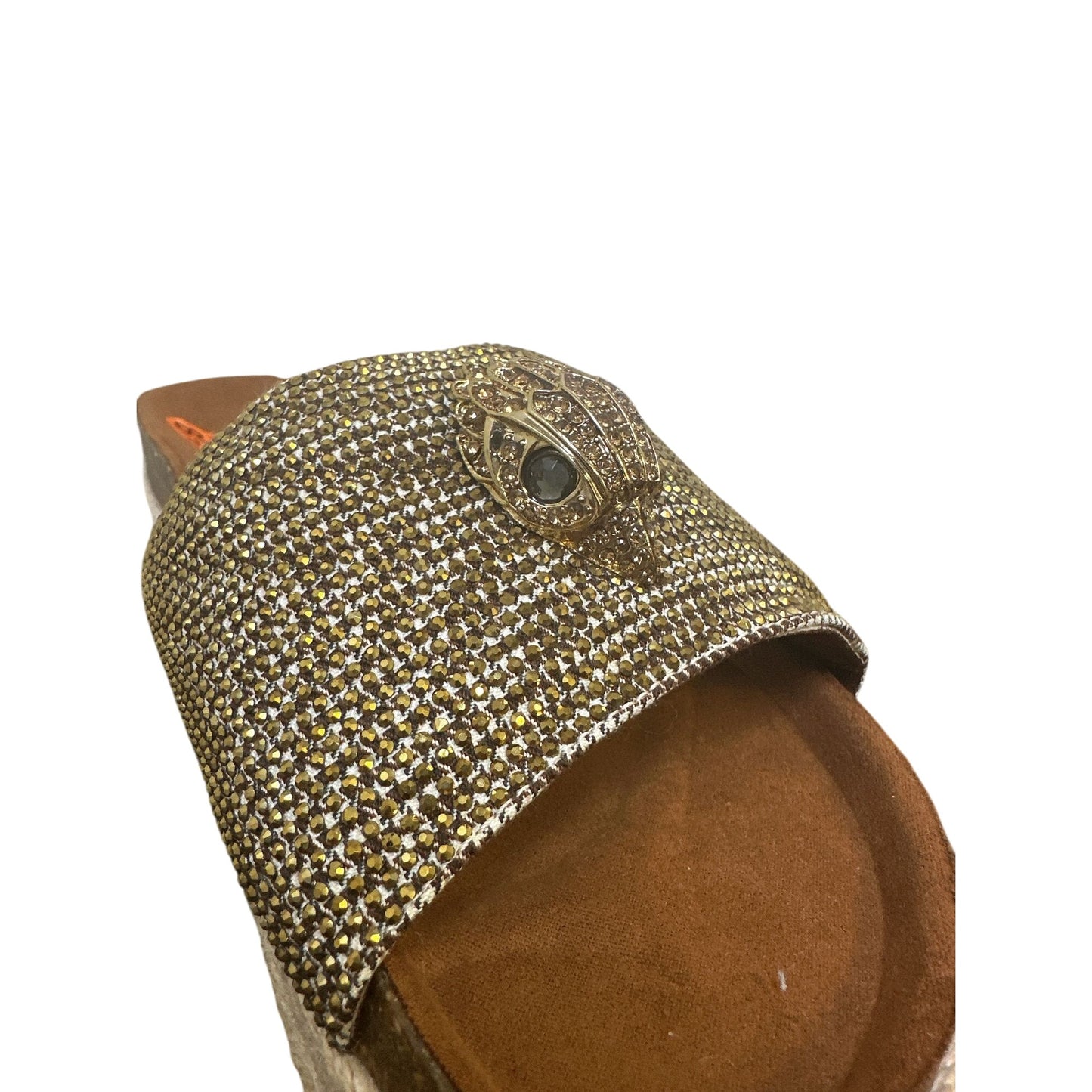Kurt Geiger Gold rhinestone Platform Sandals W/ Embellished Eagle Detail Size 8.5