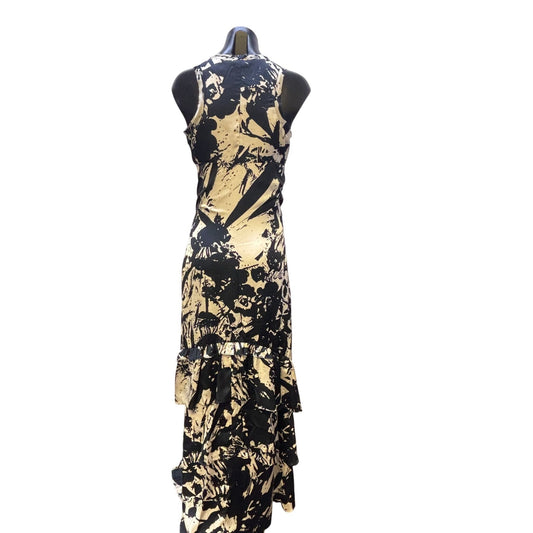 Banana Republic Sleeveless Abstract Print Ruffle Hem Maxi Dress 4