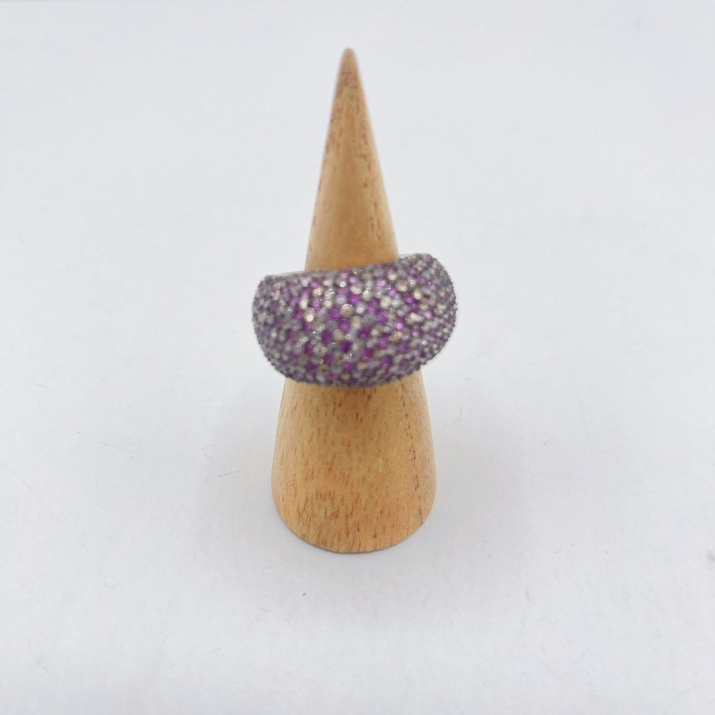 Crystals Pink Large 925 Silver Ring size 8