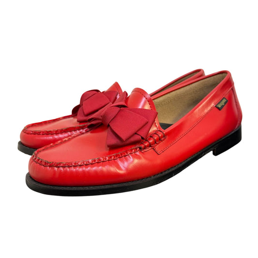 G.H. Bass Weejuns Red Leather Loafers With Bow Accents10