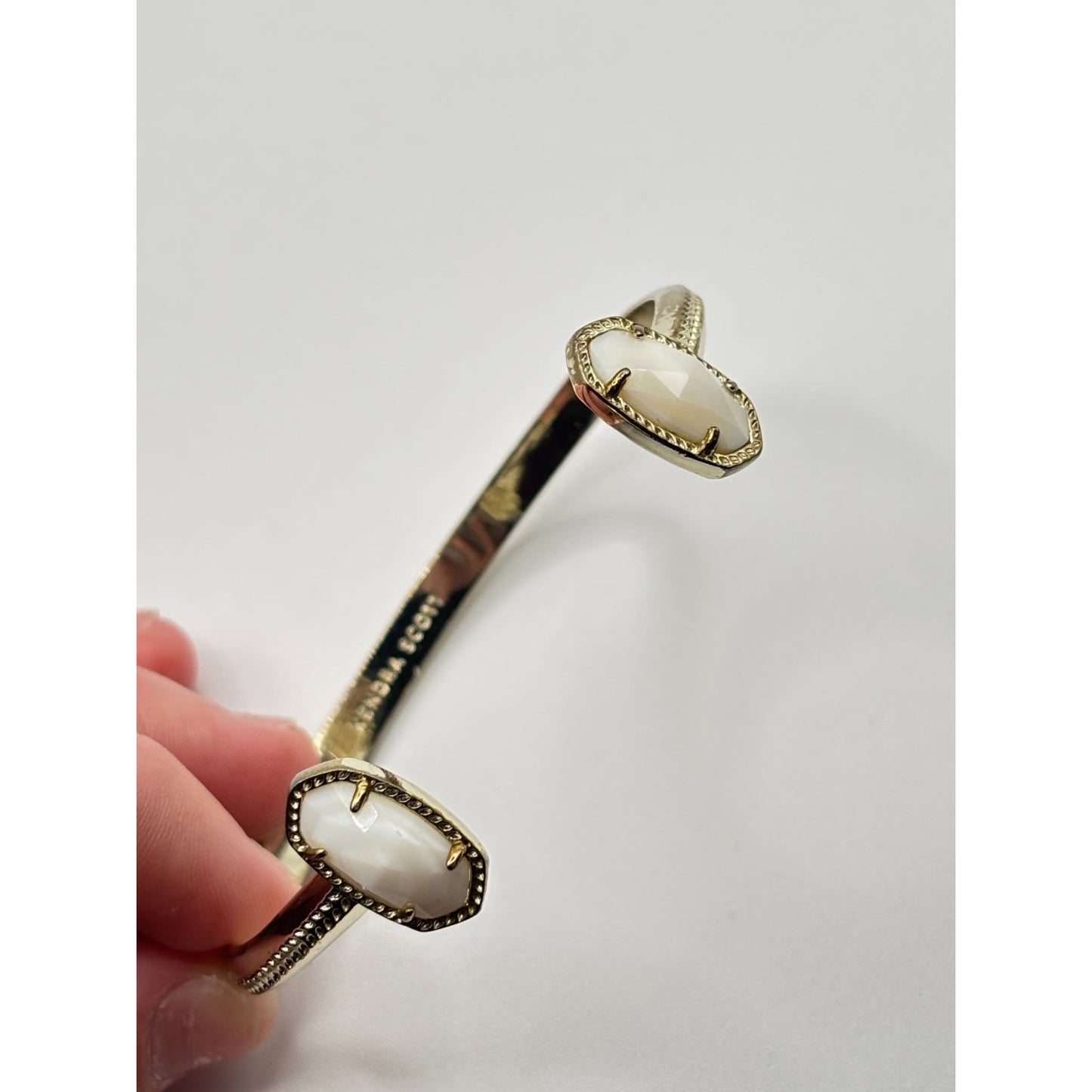 Kendra Scott Gold Cuff Bracelet With White Oval Stones Open-Ended