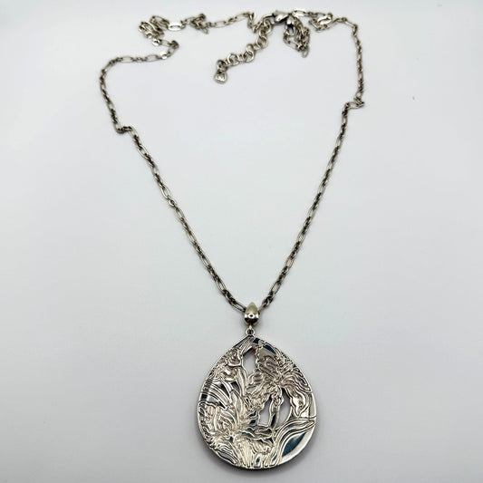 Brighton Iris Bloom Convertible Silver Necklace With Colorful Floral Pendant