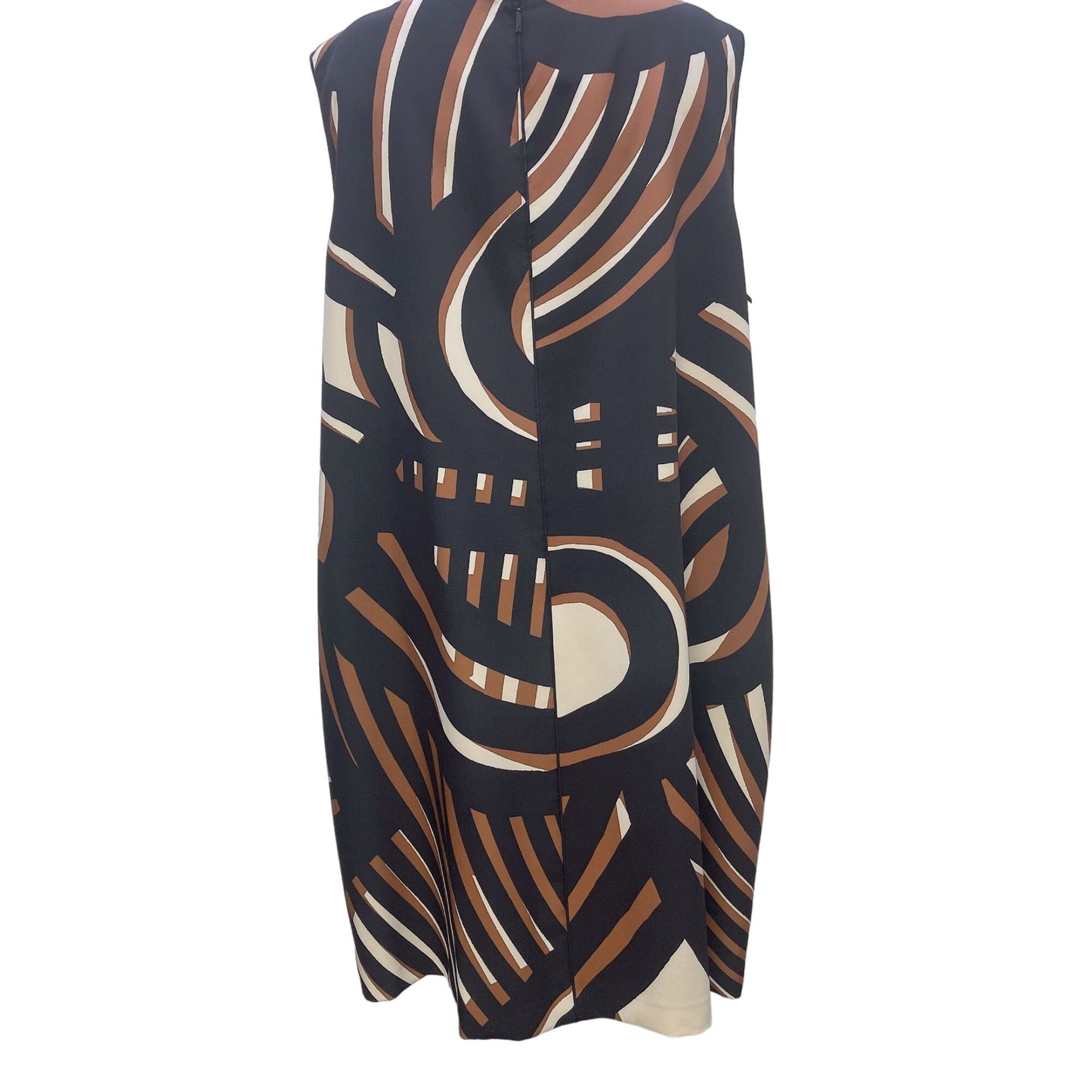 LaFayette 148 Brown Black Grometric Print Shift Dress Size 3X