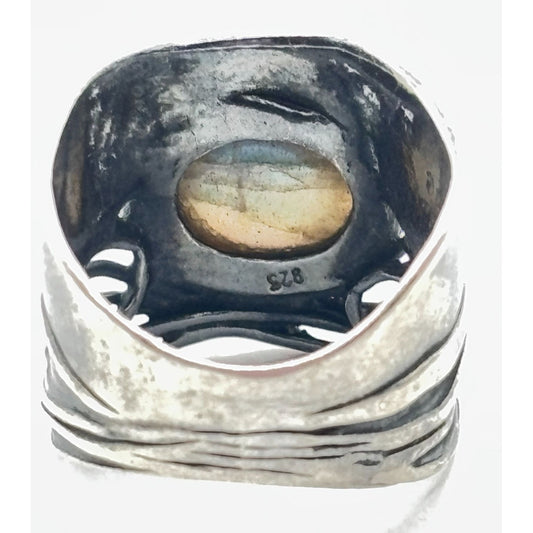 Labradorite Gemstone Sterling Silver Ring Size 7 Handcrafted In Israel
