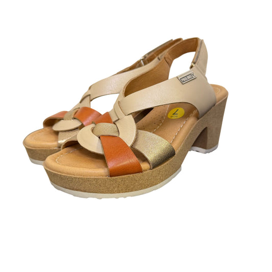 Pikolinos Leather Slingback Sandals With Cork Platform & Multicolor Straps Size 7