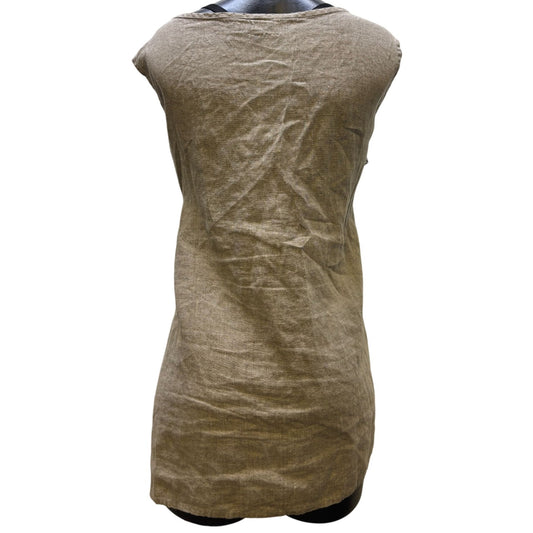 Flax Linen Sleeveless Tank Top Brown 2X