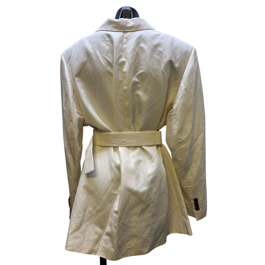 Lafayette 148 Silk Linen Trench Coat Ivory Size 16