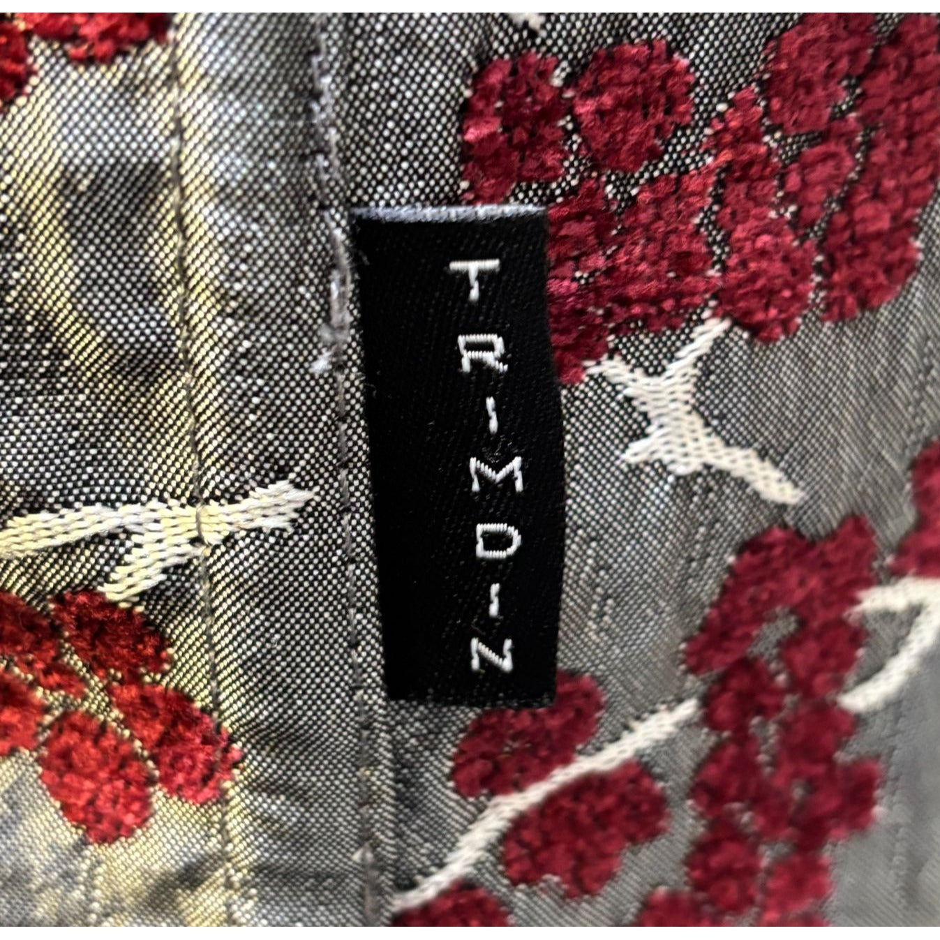 NWT Trimdin Reversible Embroidered Coat Gray Multi Floral Pattern L