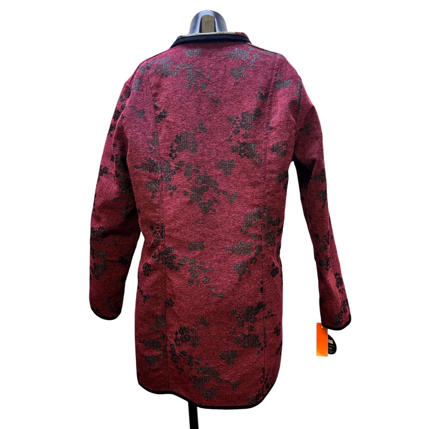 NWT Trimdin Reversible Embroidered Coat Gray Multi Floral Pattern L