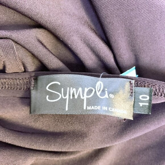 Sympli Womens Long Sleeve Plum Draped Dress Size 10